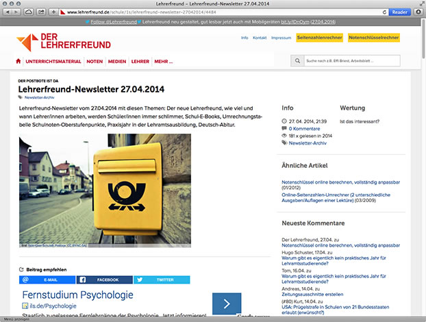 Referenz: Der Lehrerfreund &dash; Beitrag